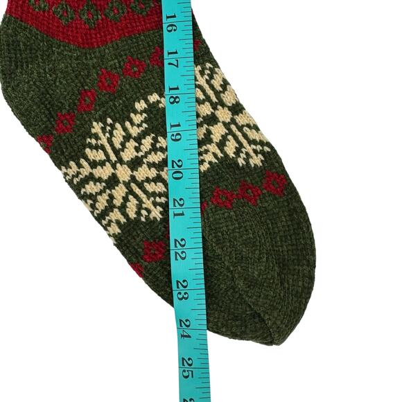 Knit Christmas Deer Snowflake Green Red Cream Color Block Long Stockings Bundle - Picture 8 of 9